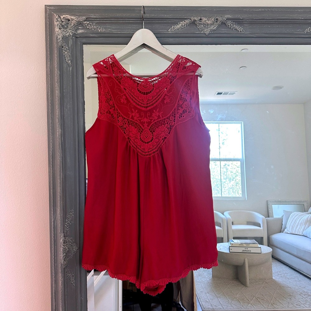 Jen's Pirate Booty Free People Wanderlust Romper Lace Crochet Boho Cottagecore L - Picture 5 of 12